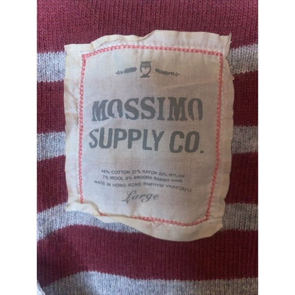 y2k 90s long button sweater Rabbit Hair wool stripe cardigan fitted L mossimo - Picture 2 of 11